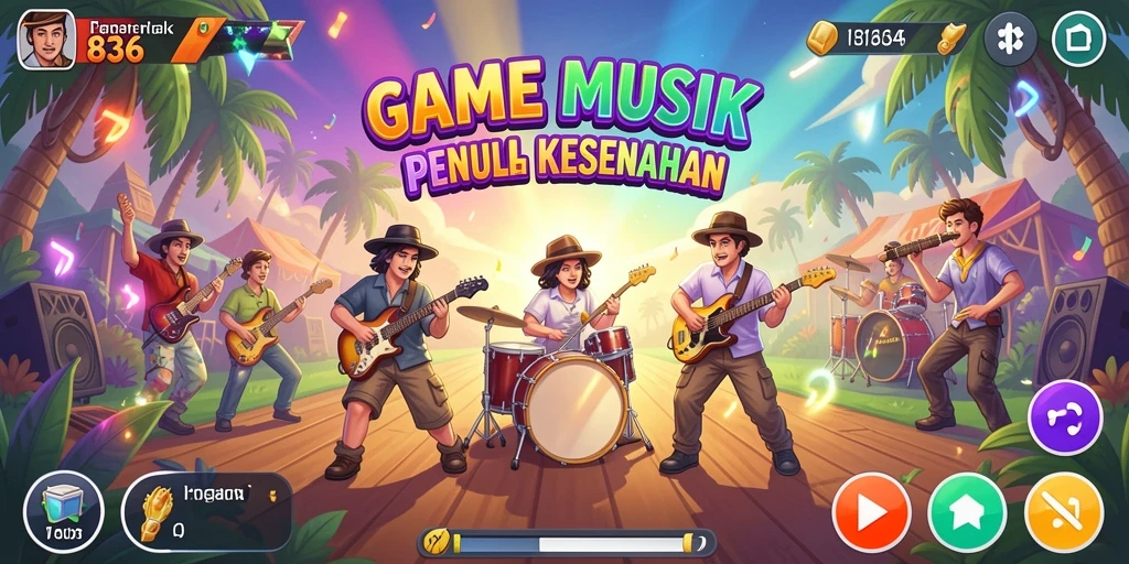 Screenshot utama 8364 menampilkan gameplay interaktif dengan berbagai genre musik.
