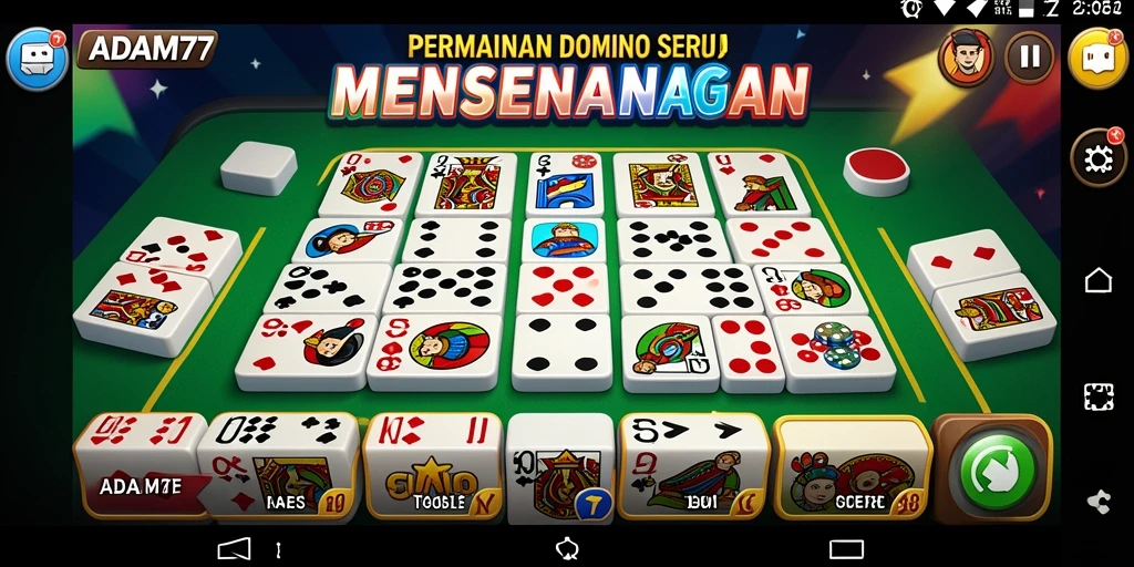 Screenshot gameplay ADAM77 menampilkan suasana kompetitif Domino.