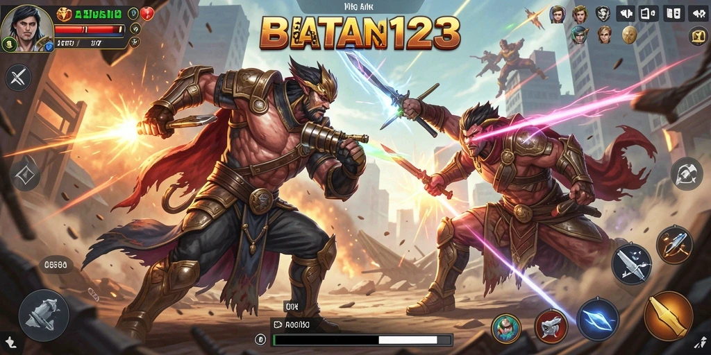 Tangkapan layar utama menggambarkan pertarungan cepat dalam BATA123.