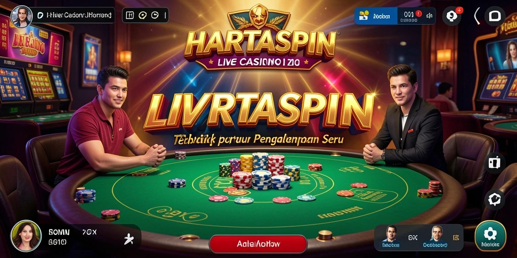 Tampilan gameplay HARTASPIN yang menyerupai kasino asli dengan dealer langsung.