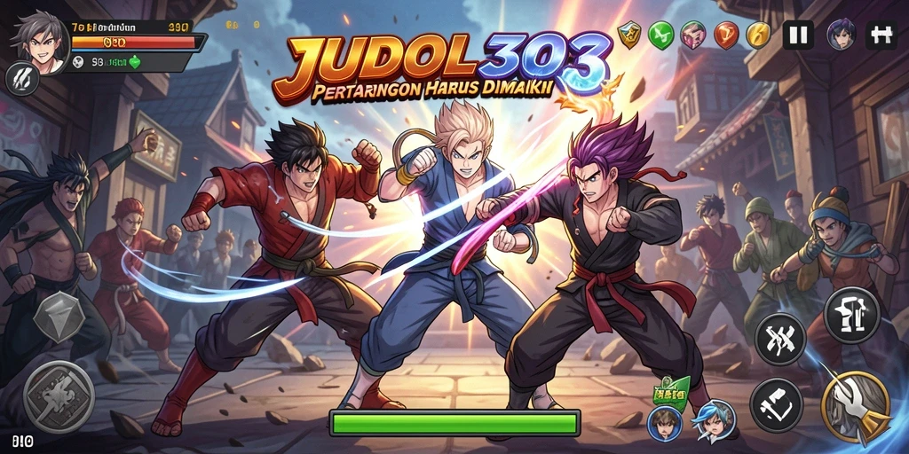 Screenshot JUDOL303 menunjukkan karakter anime bertarung dengan grafis yang spektakuler.