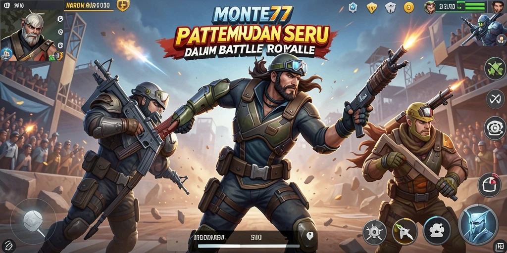 Screenshot gameplay seru MONTE77 dalam pertempuran Battle Royale.