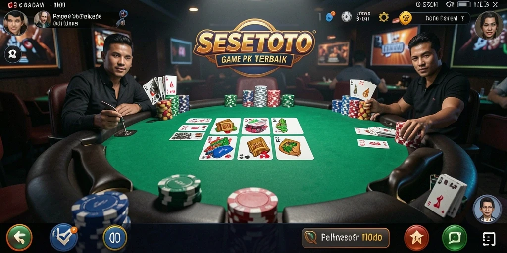 Tampilan menarik dari gameplay poker di SESETOTO.