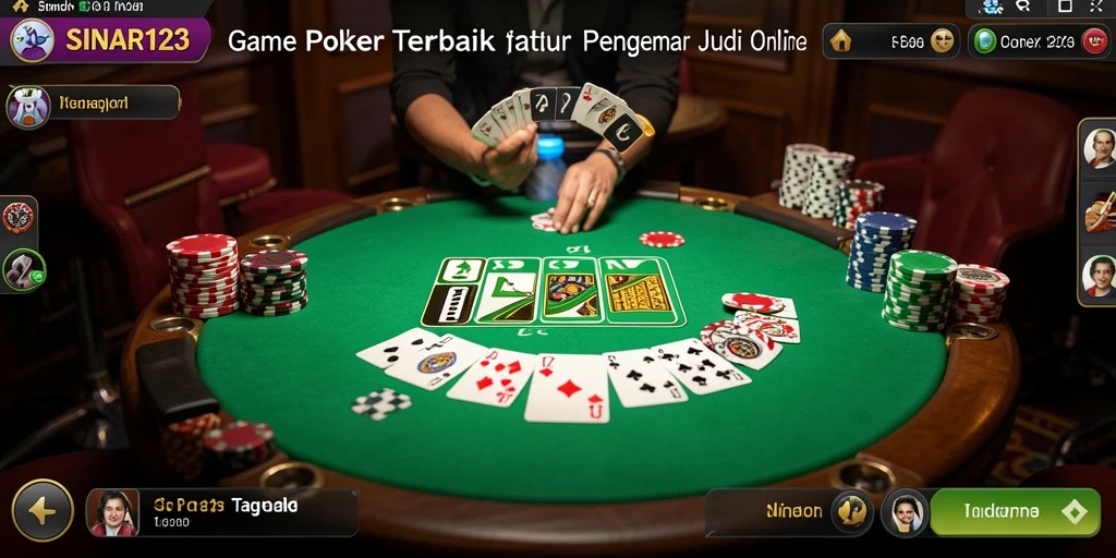 Tampilan gameplay menarik di SINAR123 yang menunjukkan pemain poker beraksi.
