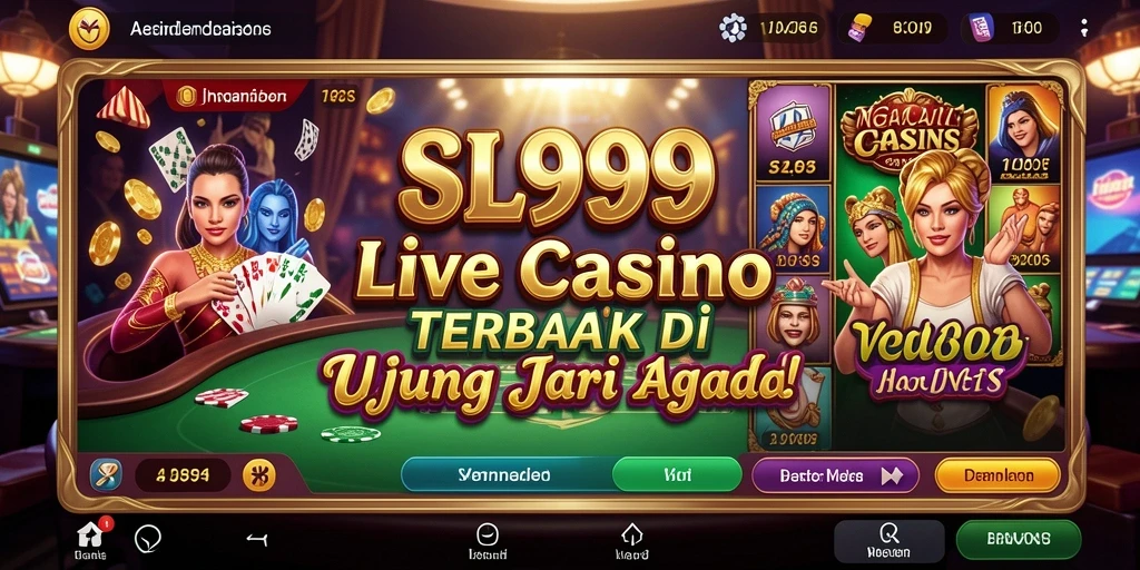 Screenshot gameplay SL999 yang menampilkan dealer langsung dan atmosfer kasino yang autentik.